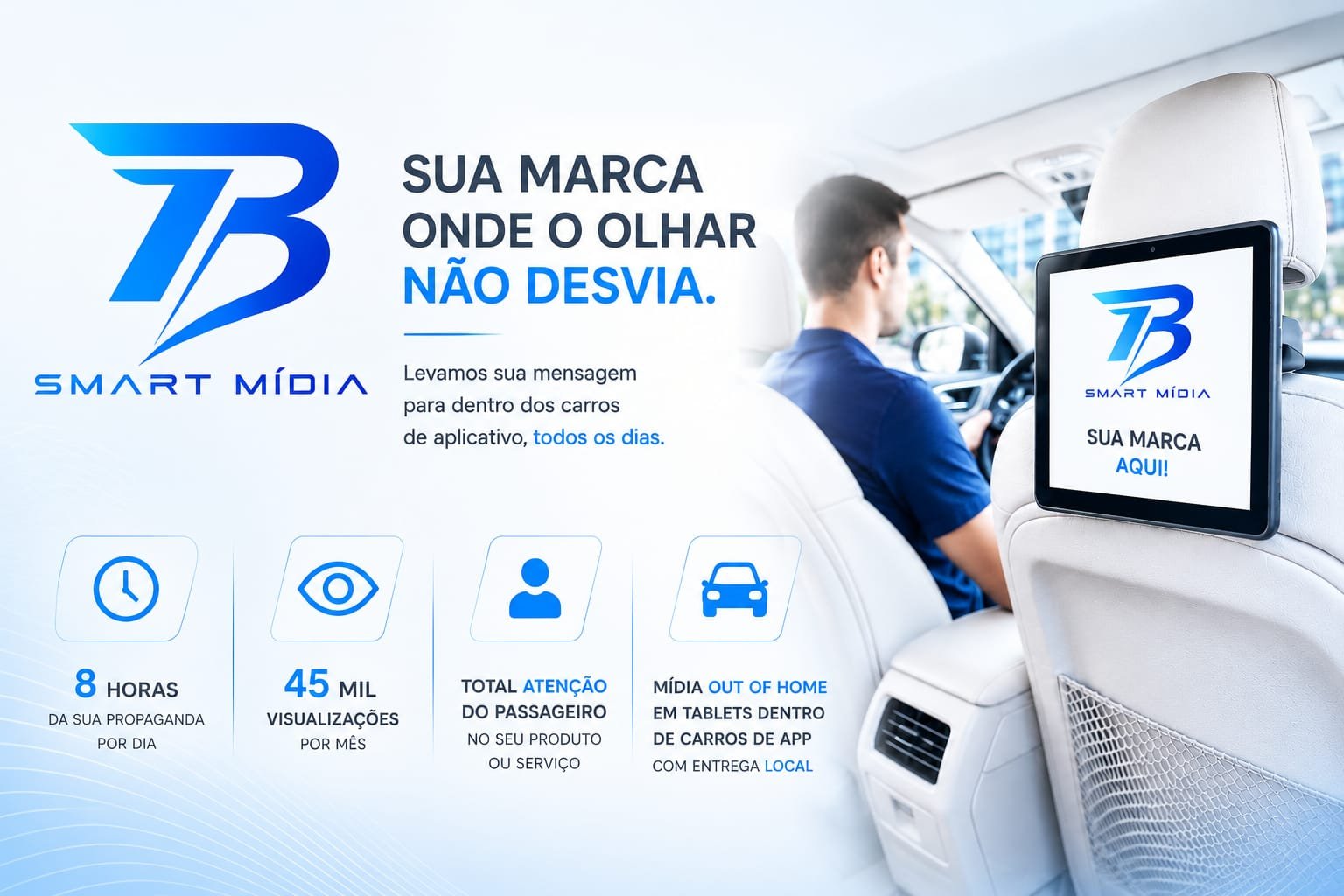 Arte de divulgação: transforme seu carro em renda extra com a TB Smart Mídia